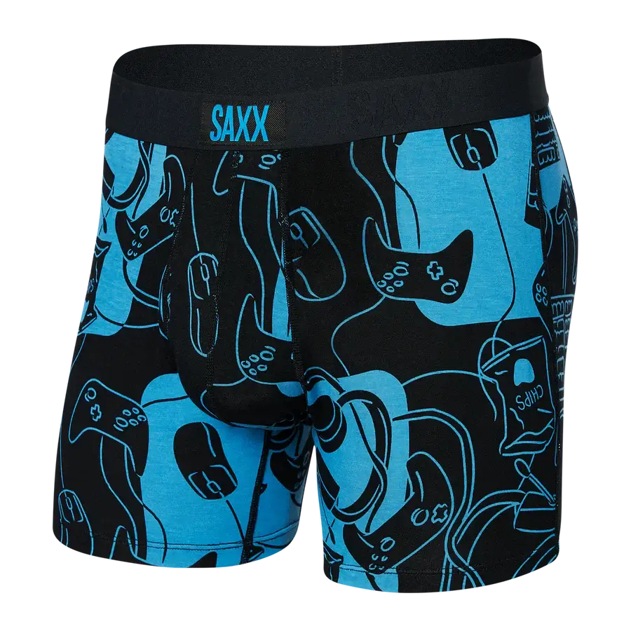 Saxx Ultra Super Soft Comfort Blend Boxer Briefs - What to Play, Black