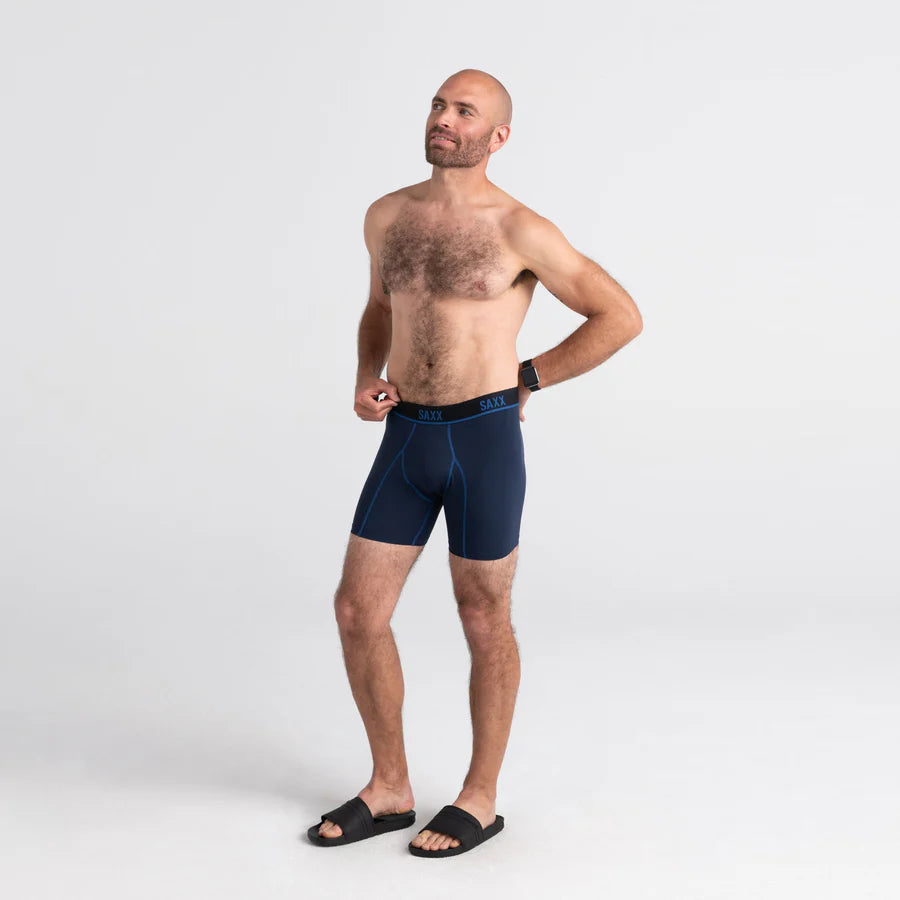 Saxx Kinetic Light Compression Mesh Boxer Briefs - Navy/City Blue