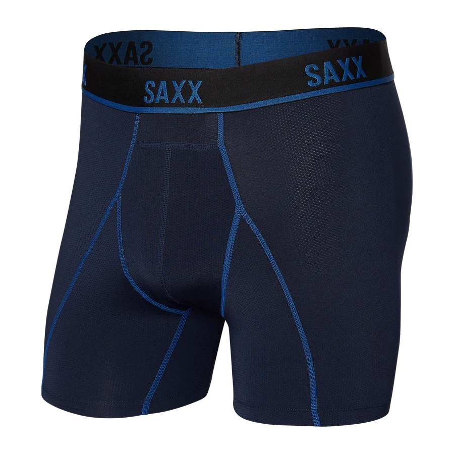 Saxx Kinetic Light Compression Mesh Boxer Briefs - Navy/City Blue