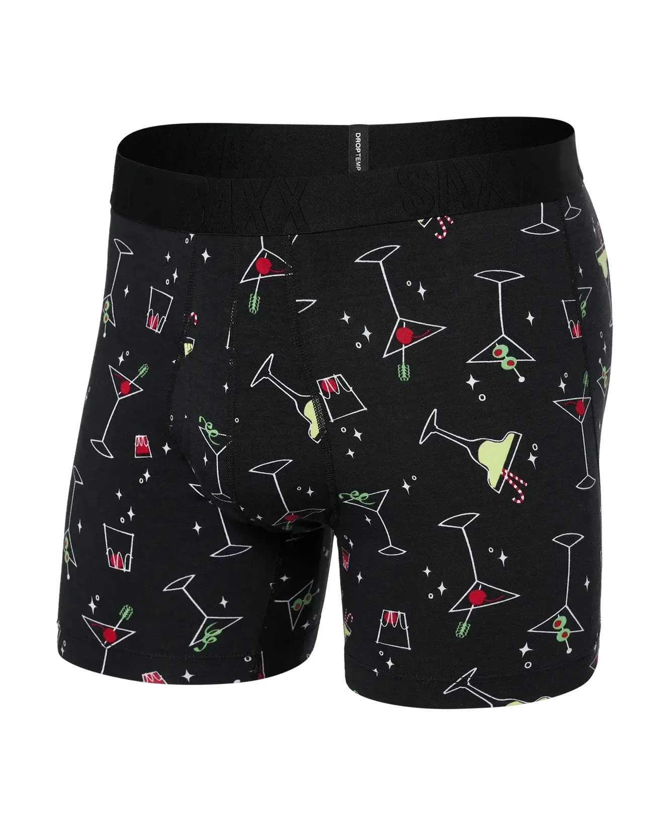 Saxx DropTemp® Cooling Cotton Boxer Brief 5" - Atomic Happy Hour - Black