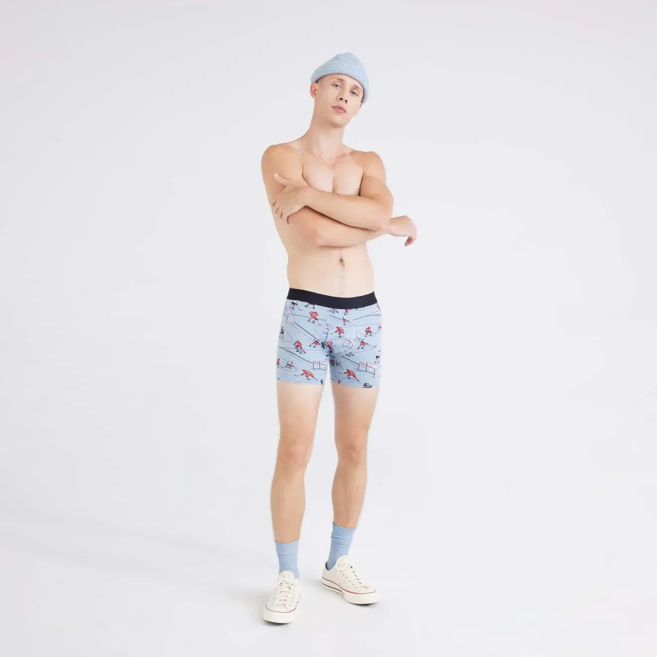 Saxx DropTemp® Cooling Cotton Boxer Brief 5" - Hockey Heroes - Dusty Blues