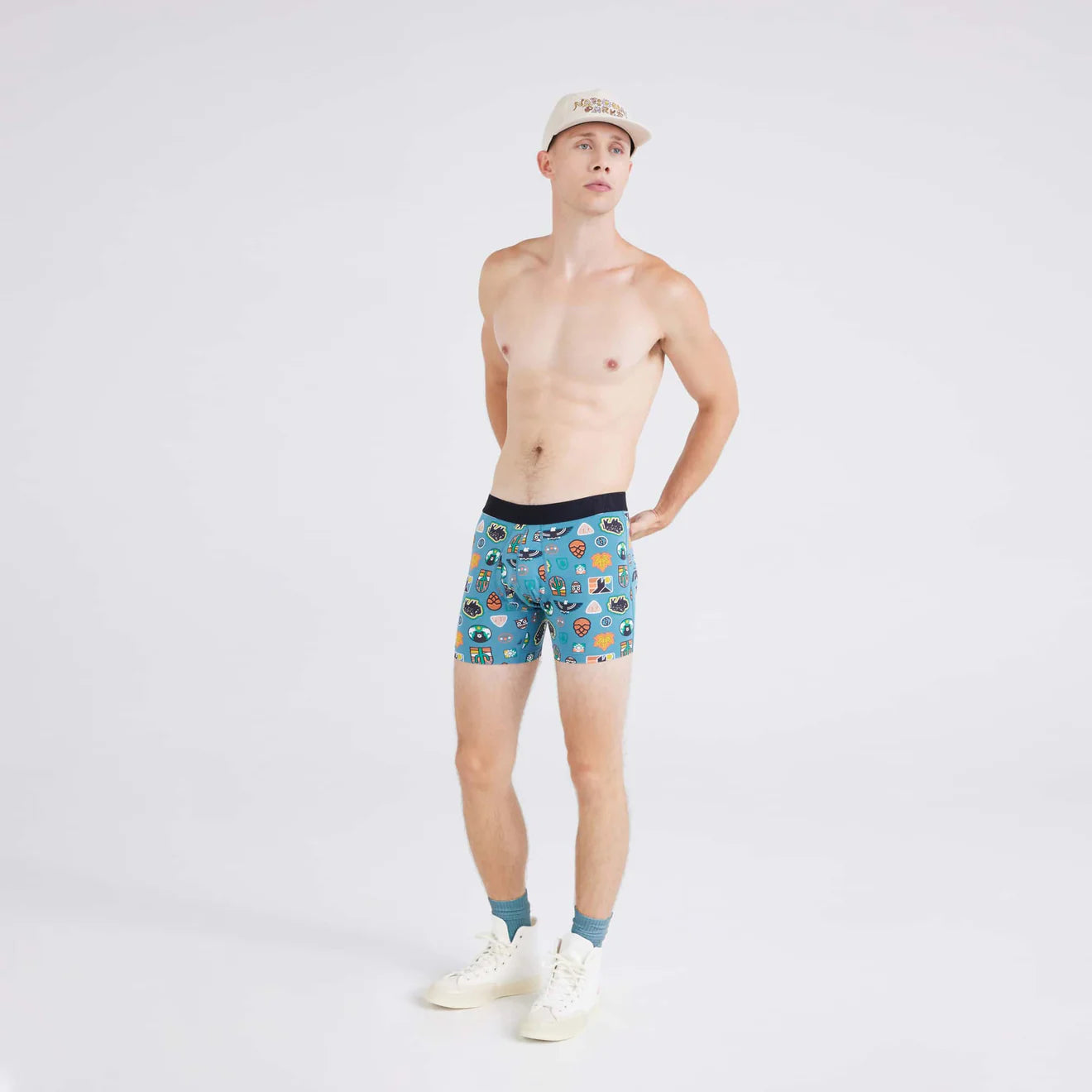 Saxx DropTemp® Cooling Cotton Boxer Brief 5" - Outside Is In - Hydro Blue