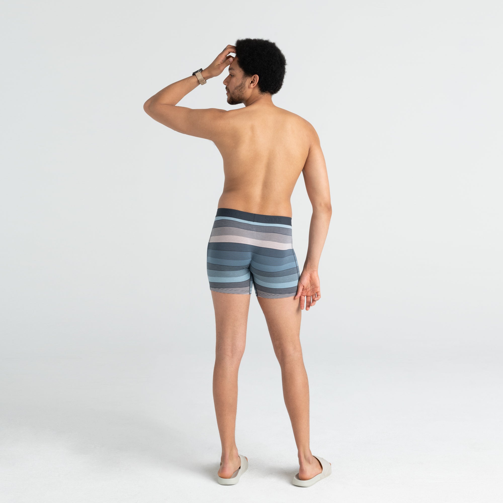 Saxx Vibe Supersoft 1 Pack Boxer Briefs - Hazy Stripe Washed Blue