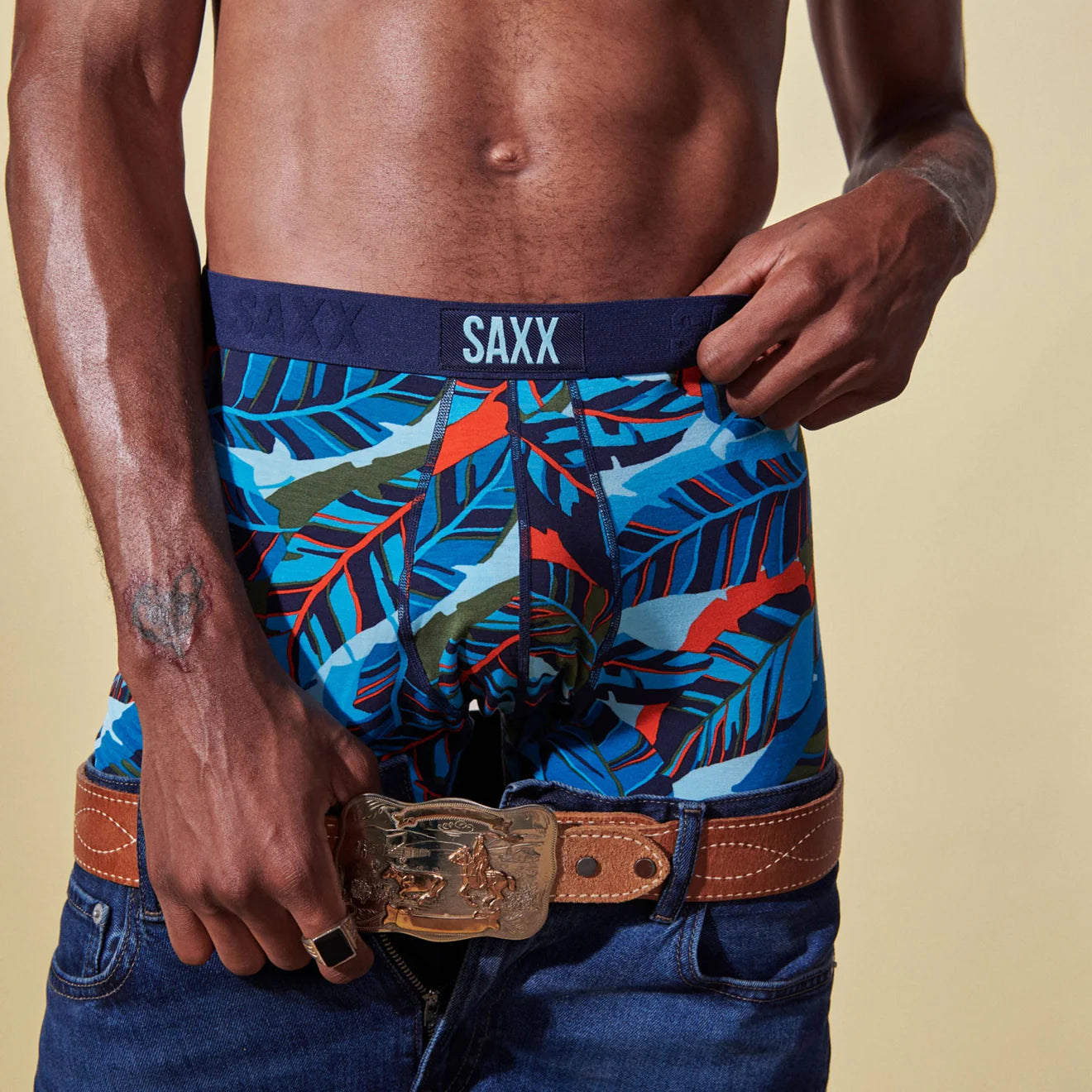 Saxx Vibe Supersoft 1 Pack Boxer Briefs - Blue Pop Jungle