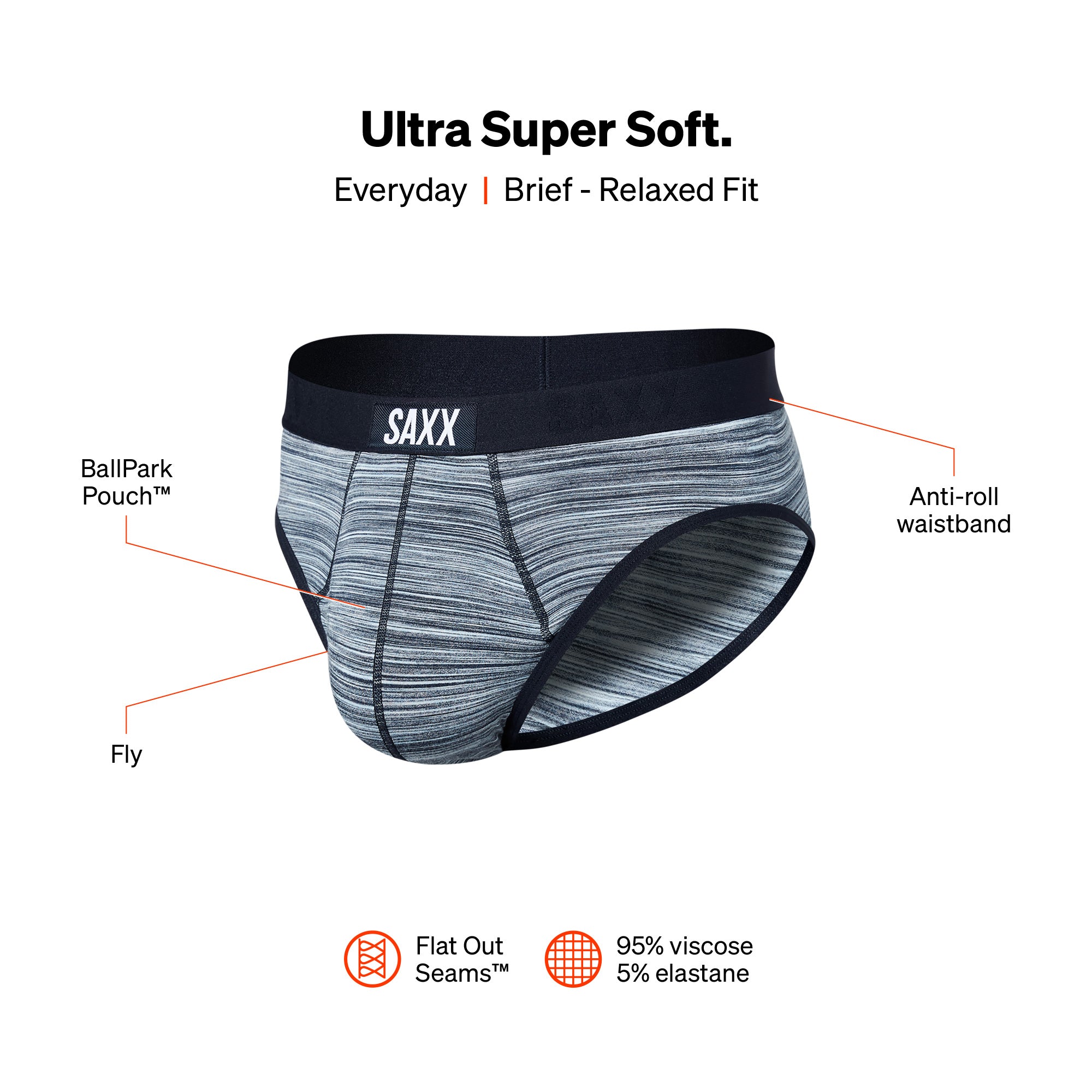 Saxx Ultra Super Soft 1 Pack Briefs - Blue / Spacedye Heather