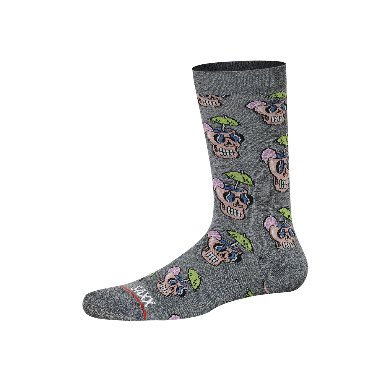 Saxx Whole Pakage Crew 1 Pack Socks - Drucken Skull Grey Heather