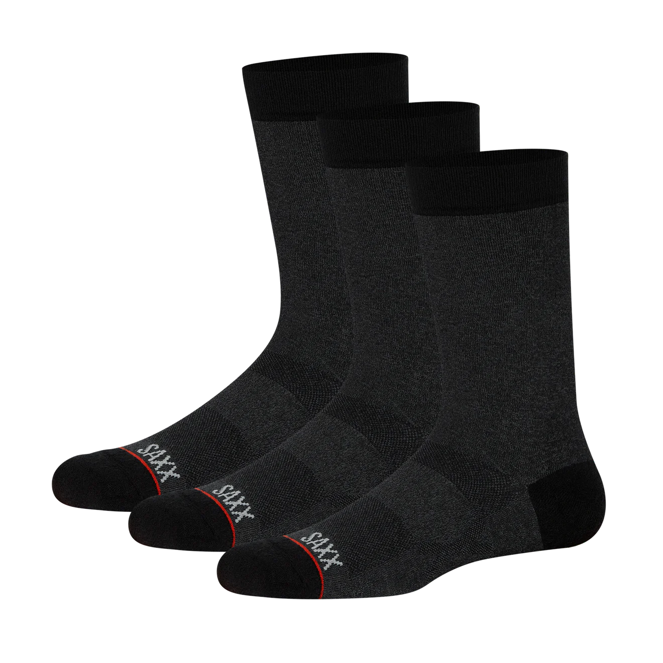 Saxx Crew 3 Pack Socks - Black Heather