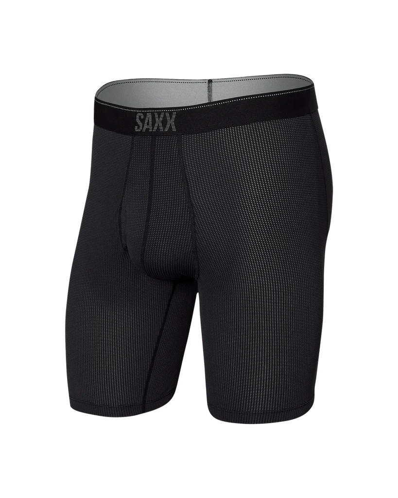 Saxx Underwear Quest Quick-Dry Mesh Performance Long Boxer Brief 8", Black