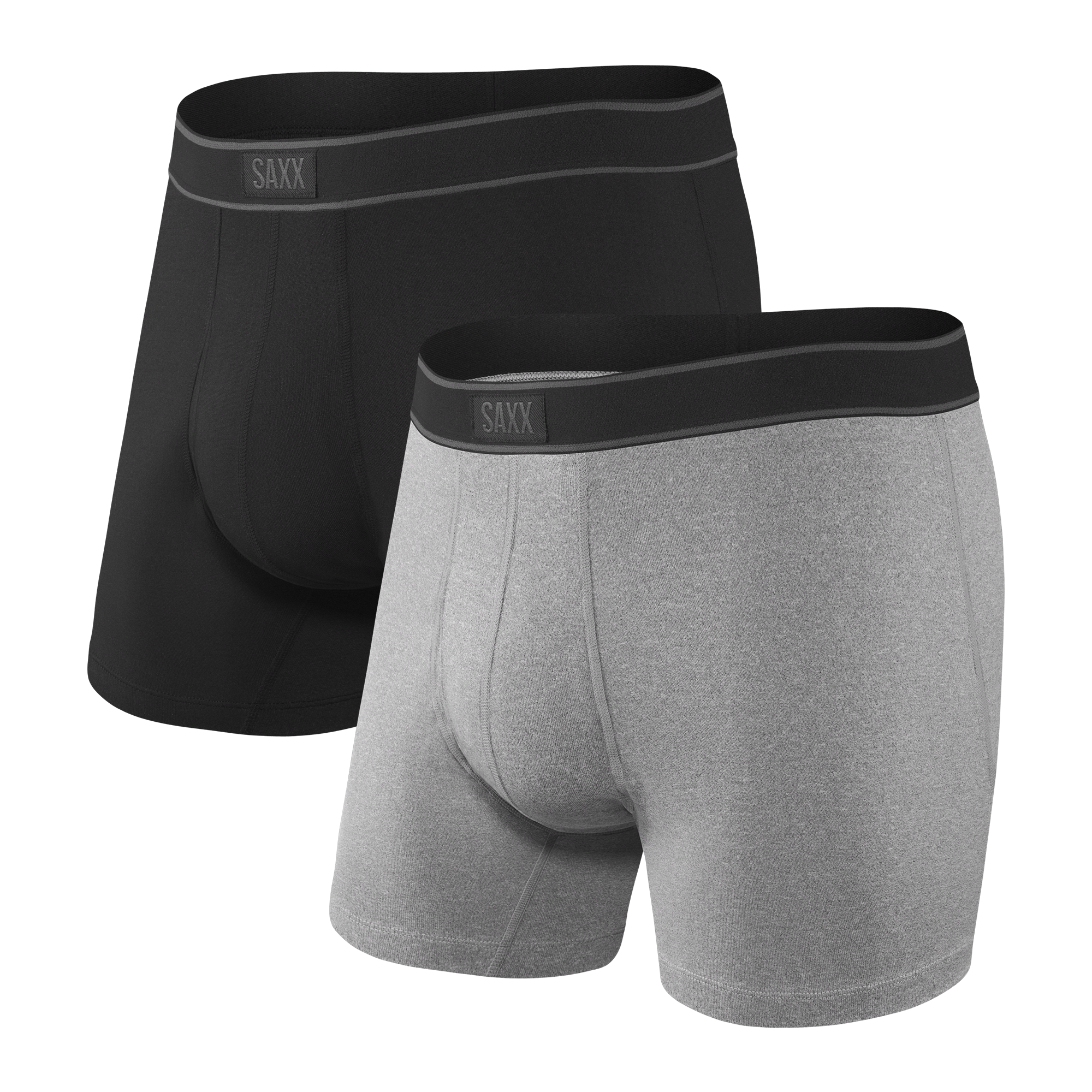 Saxx Underwear Day Tripper 2 Pack Boxer briefs - Black/Grey Heather