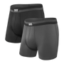 Saxx Sport Mesh 2 Pack Boxer Briefs - Grey / Black