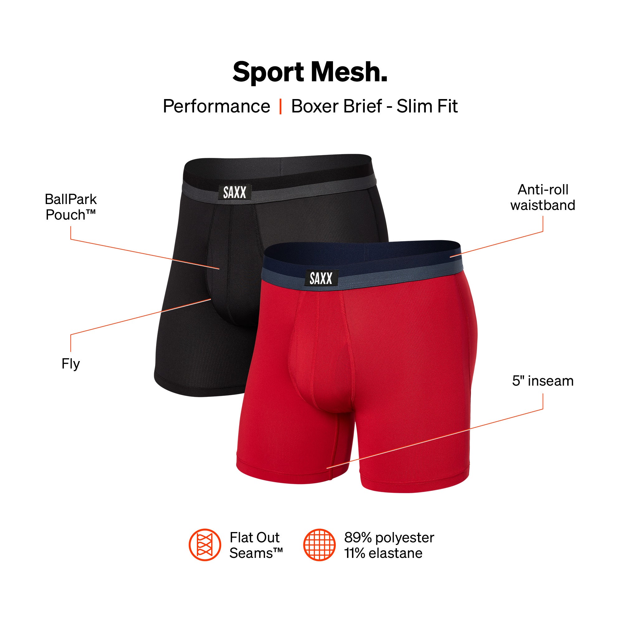 Saxx Sport Mesh 2 Pack Boxer Briefs - Cherry/Black – Trunks and Boxers