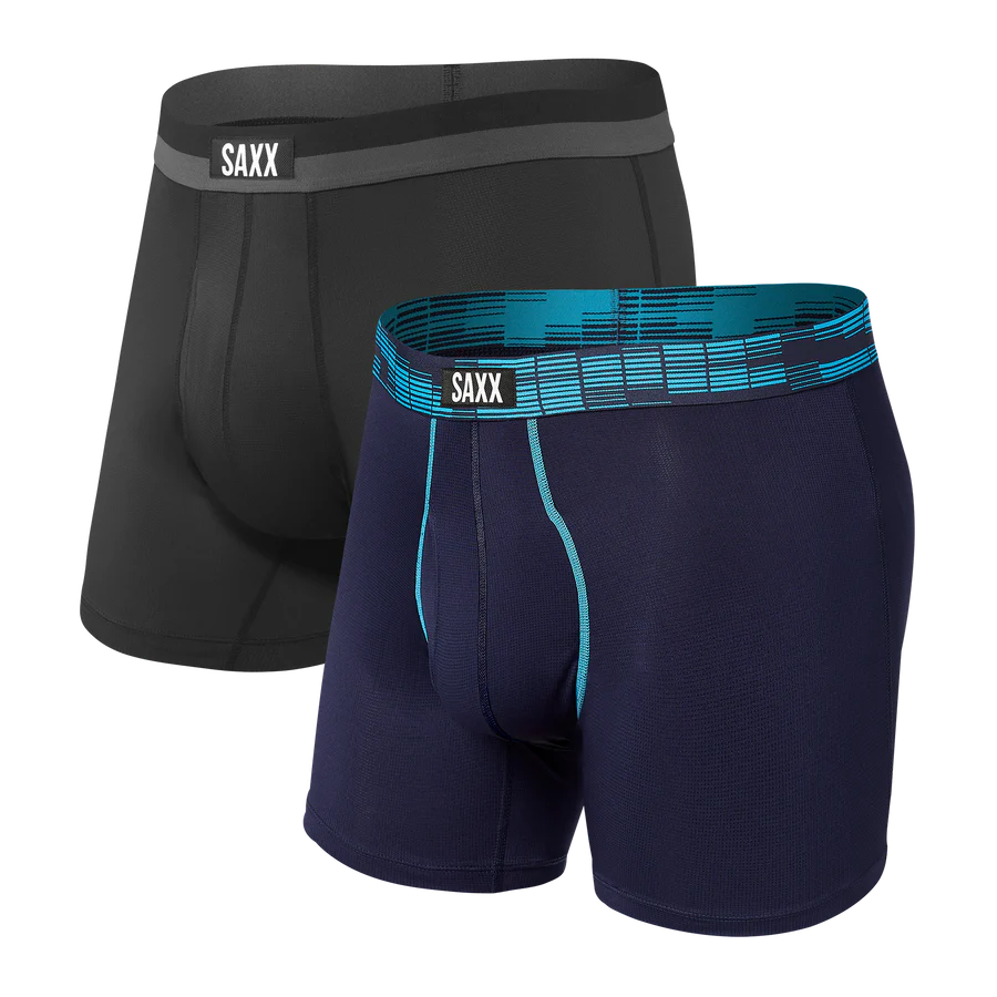 Saxx Sport Mesh 2 Pack Boxer Briefs - Navy Digi DNA / Black