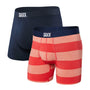Saxx Ultra Super Soft 2 Pack Boxer Briefs - Red Ombre Rugby / Navy