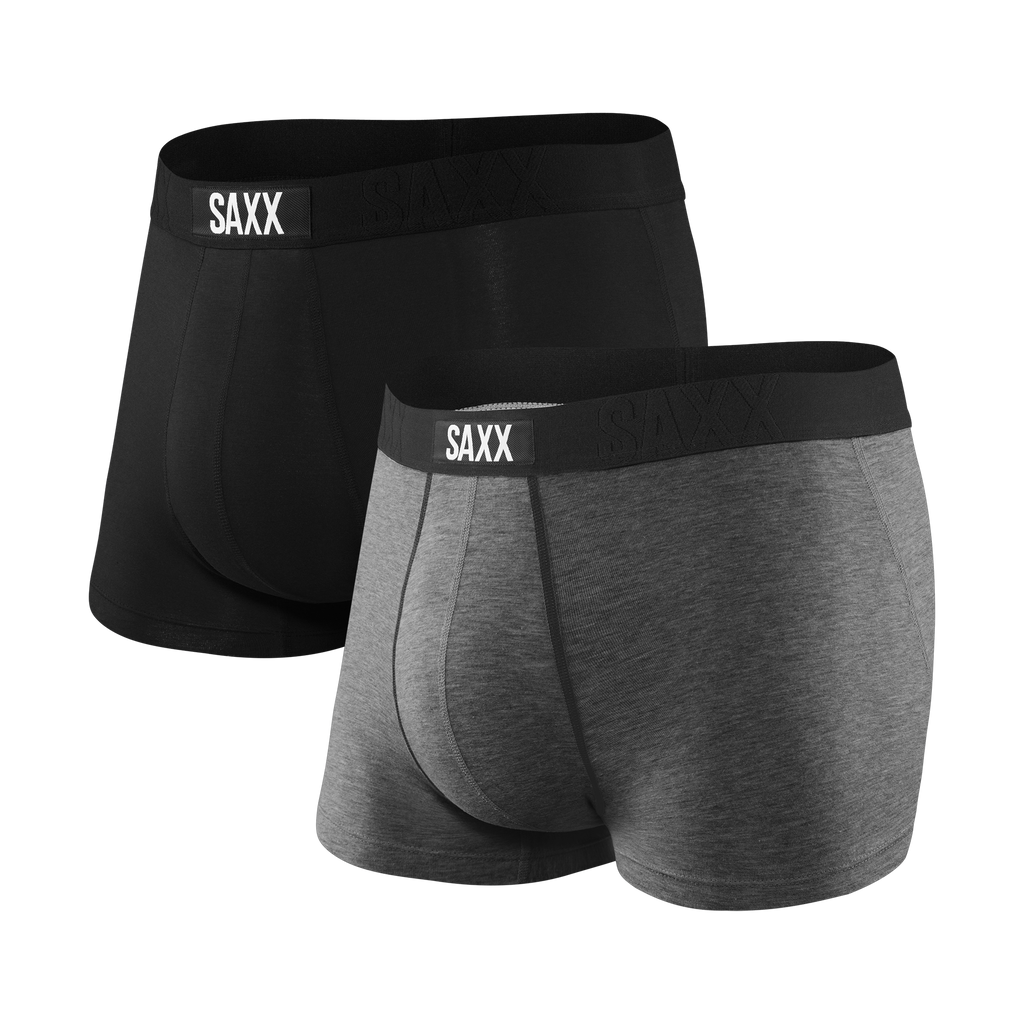 Saxx Vibe Supersoft 2 Pack Trunks - Black / Grey