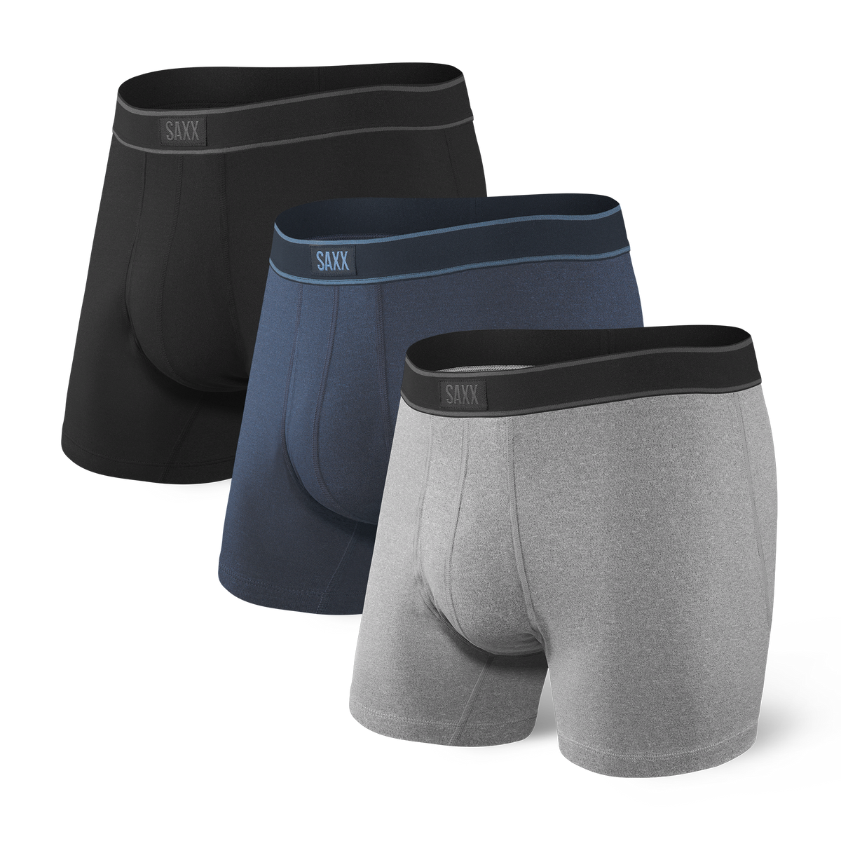 Saxx Underwear Day Tripper 3 Pack Boxer briefs - Black/Grey/Navy ...