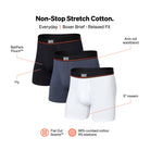 Saxx Non Stop Stretch Cotton 3 Pack Boxer Briefs - Black/Navy/White