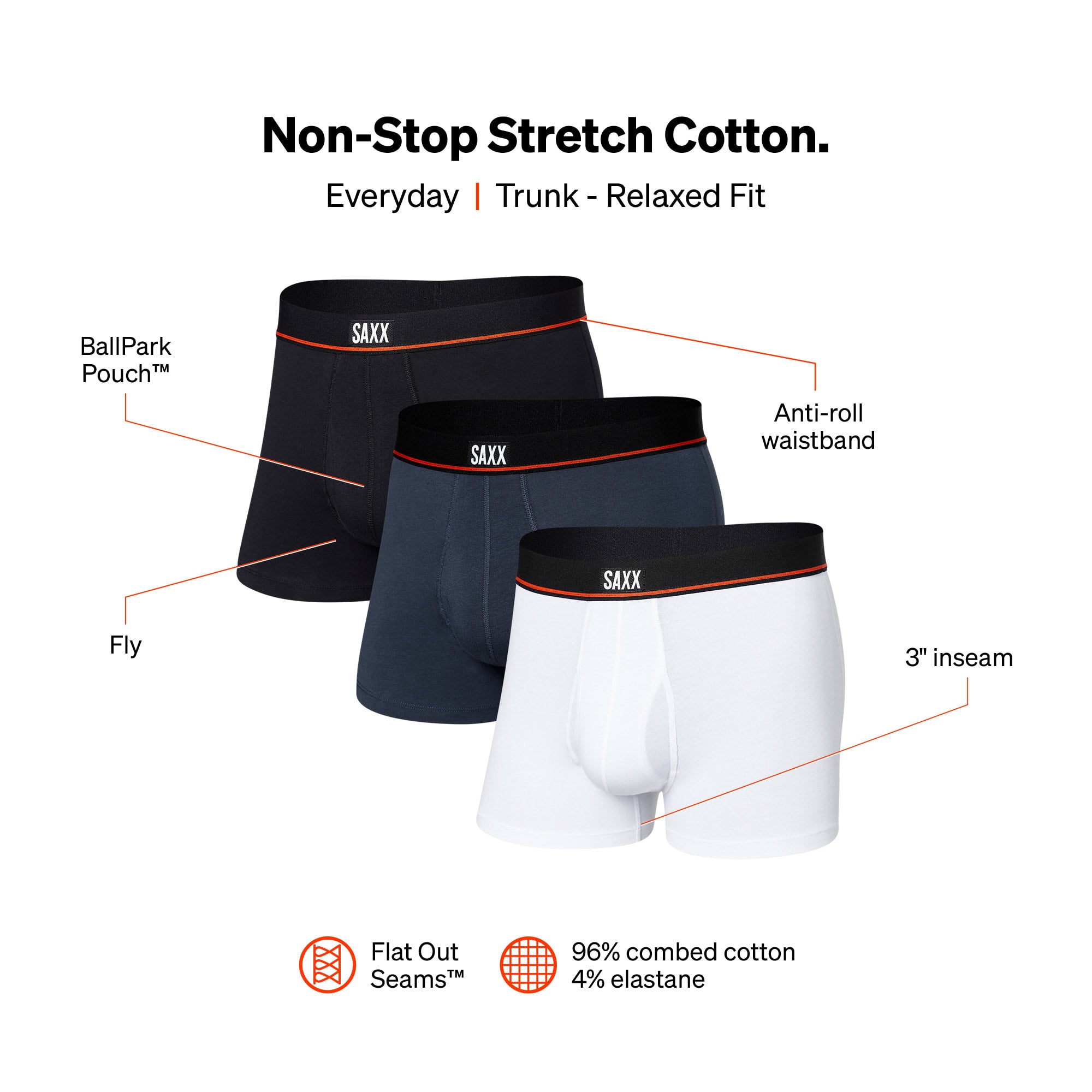 SAXX Underwear Non-Stop Stretch Cotton Boxer Briefs