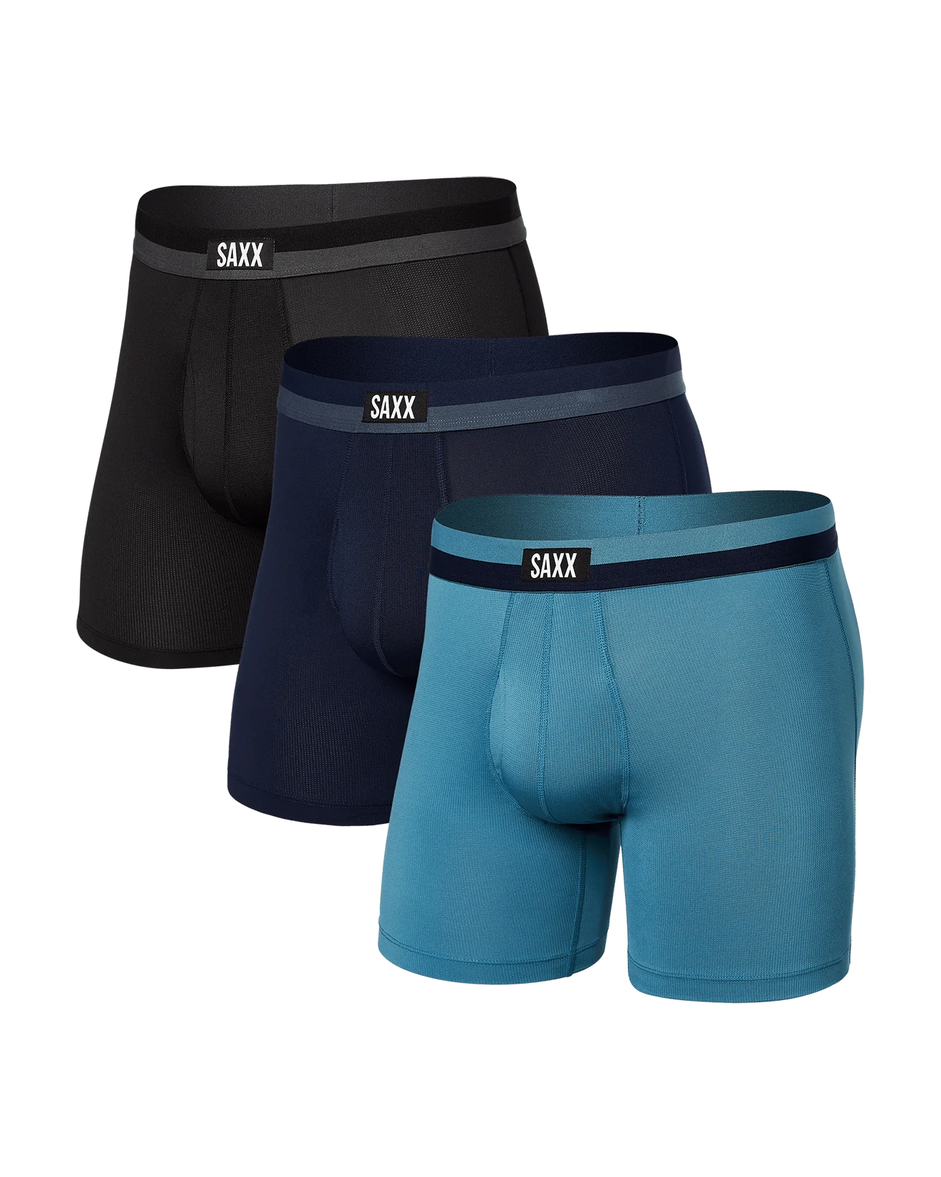 Saxx Underwear Sport Mesh 3 Pack Boxer Briefs 5" - Hydro / Maritime / Black