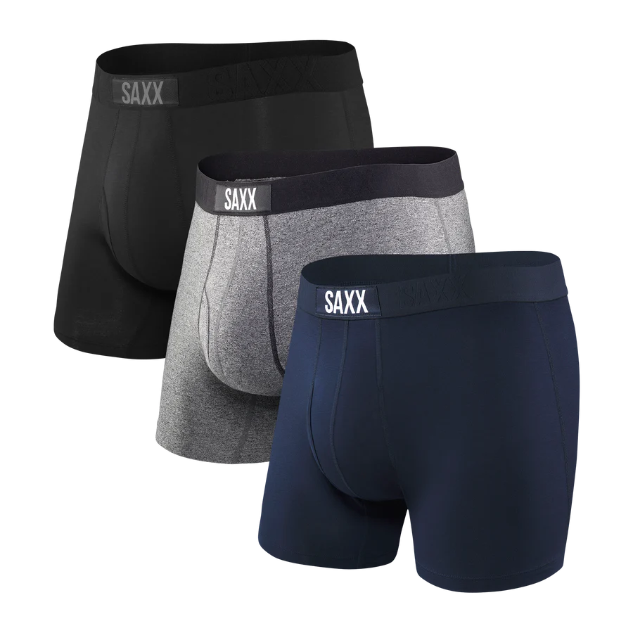 Saxx Ultra Super Soft 3 Pack Boxer Briefs - Black/Grey/Navy Classic Ultra 18