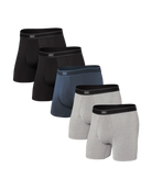 Saxx Underwear Daytripper (5 Pack) Comfort Stretch Boxer Brief 5" - Black / Grey / Navy