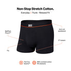 Saxx Underwear Non Stop Stretch Cotton 1 Pack Trunks - Black