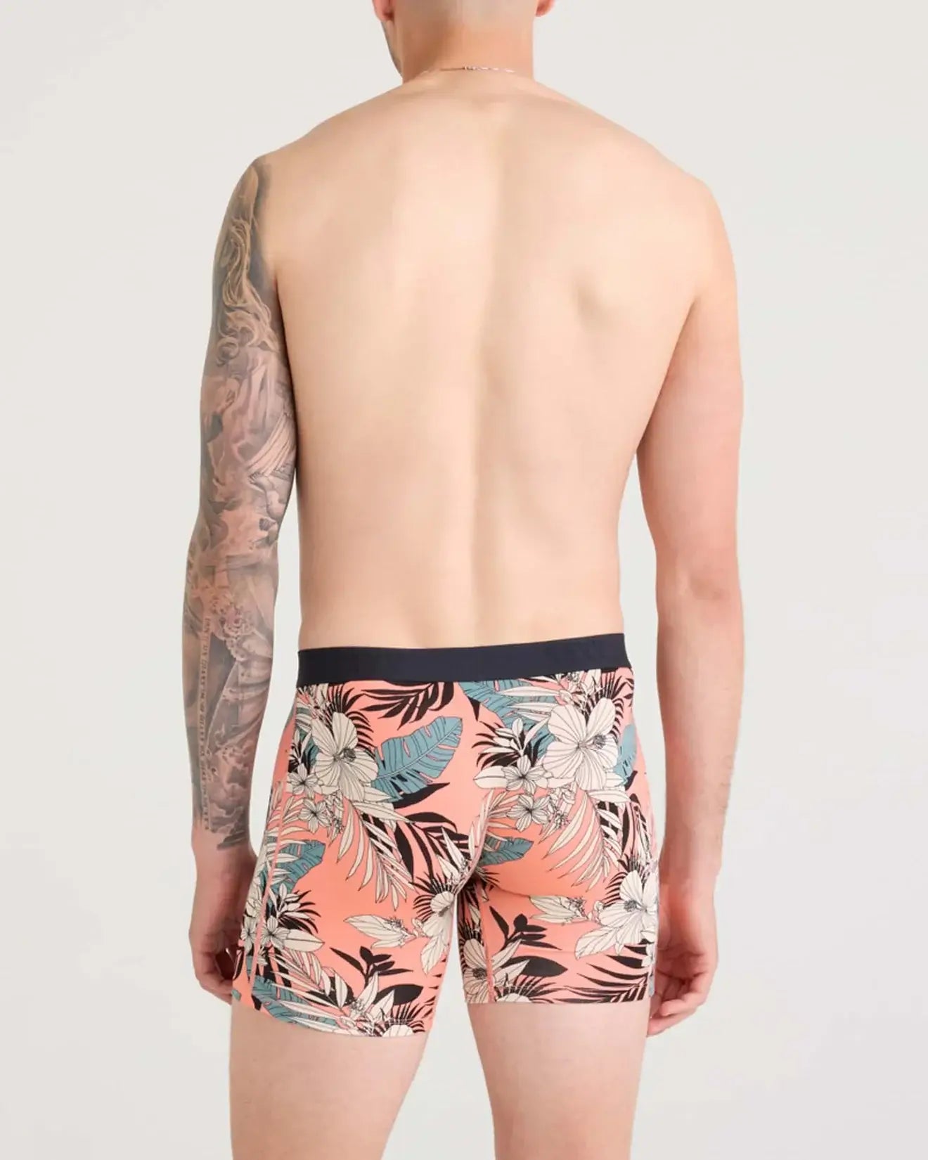 Saxx Underwear Vibe Xtra 1 Pack Soft Comfort Boxer Brief 6" - Hibiscus Jungle-Coral