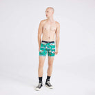 Saxx Underwear Vibe Xtra 1 Pack Soft Comfort Boxer Brief 6" - Holiday Par-Tee, Green