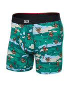 Saxx Underwear Vibe Xtra 1 Pack Soft Comfort Boxer Brief 6" - Holiday Par-Tee, Green