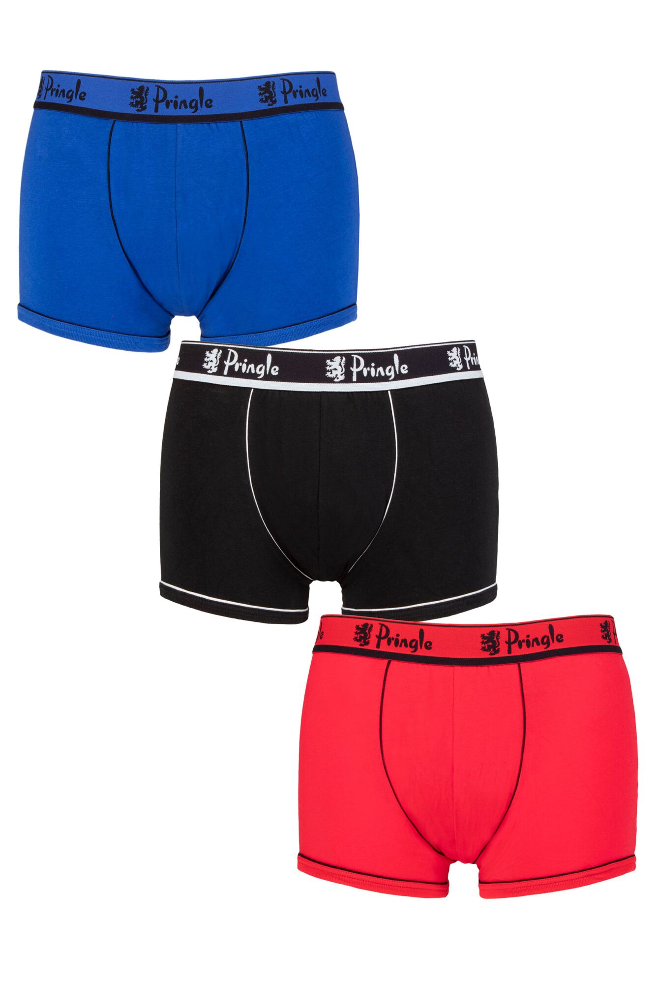 Pringle 3 Pack Cotton Stretch Men's Trunk - Red/Black/Blue