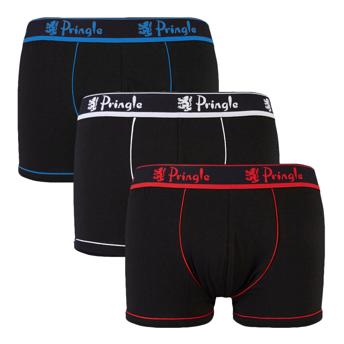 Pringle 3 Pack Cotton Stretch Men's Trunk - Black Coloured Waistbands