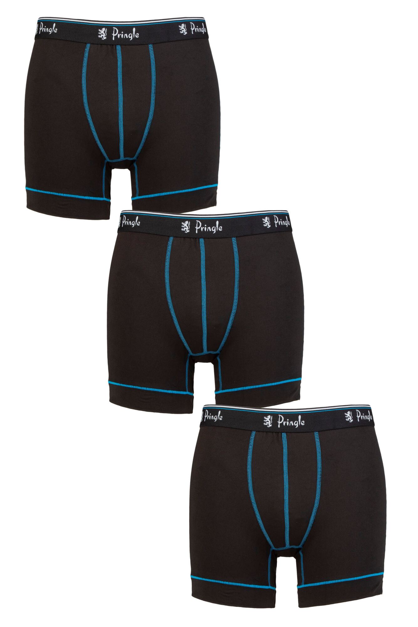 Pringle 3 Pack Men's Performance Sports Trunks - Black Boxers