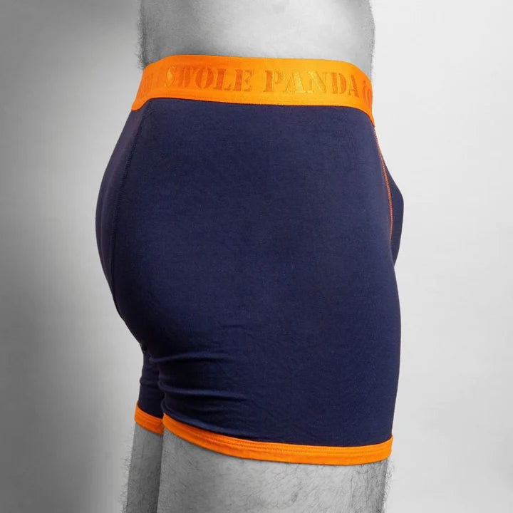 Swole Panda Bamboo Boxers 1 Pack Trunks - Navy with Orange Waistband