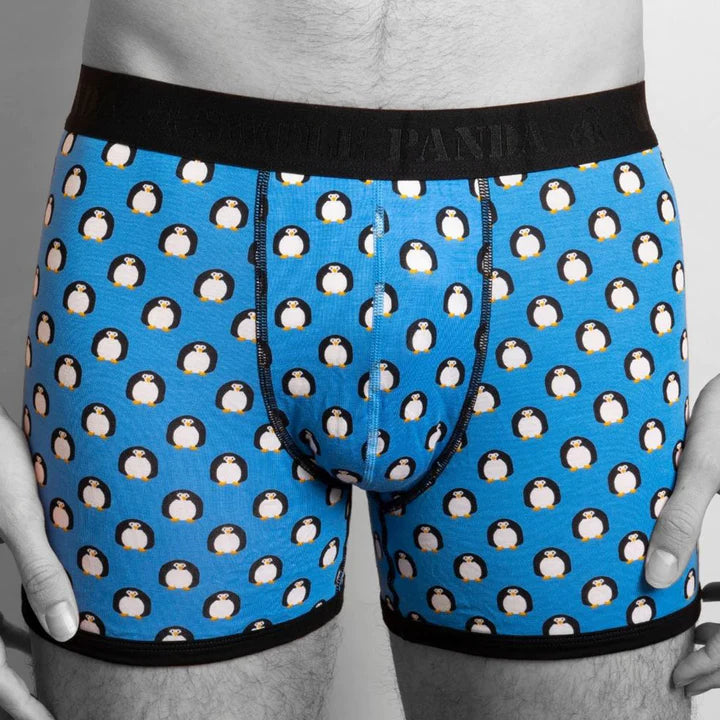 Swole Panda Penguin Bamboo Boxers 1 Pack Trunks - Artic Blue