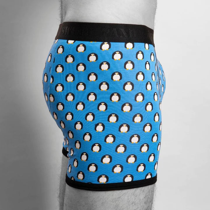 Swole Panda Penguin Bamboo Boxers 1 Pack Trunks - Artic Blue