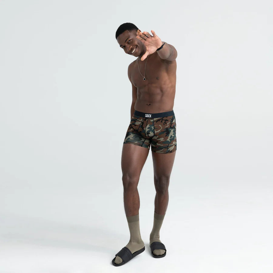 Saxx Underwear Vibe Supersoft 2 Pack Boxer Briefs - Black/Wood Camo