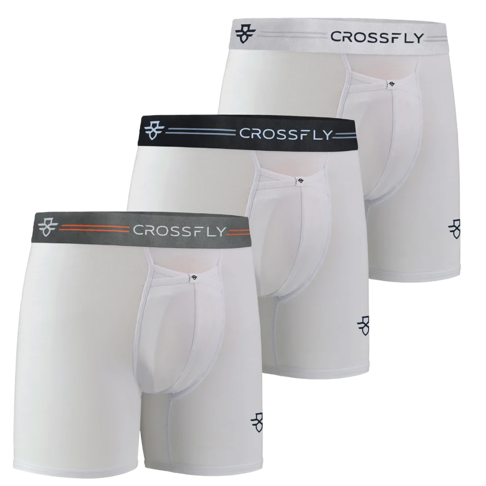 Crossfly Supersoft Modal 3 Pack Ikon Boxer Briefs - White