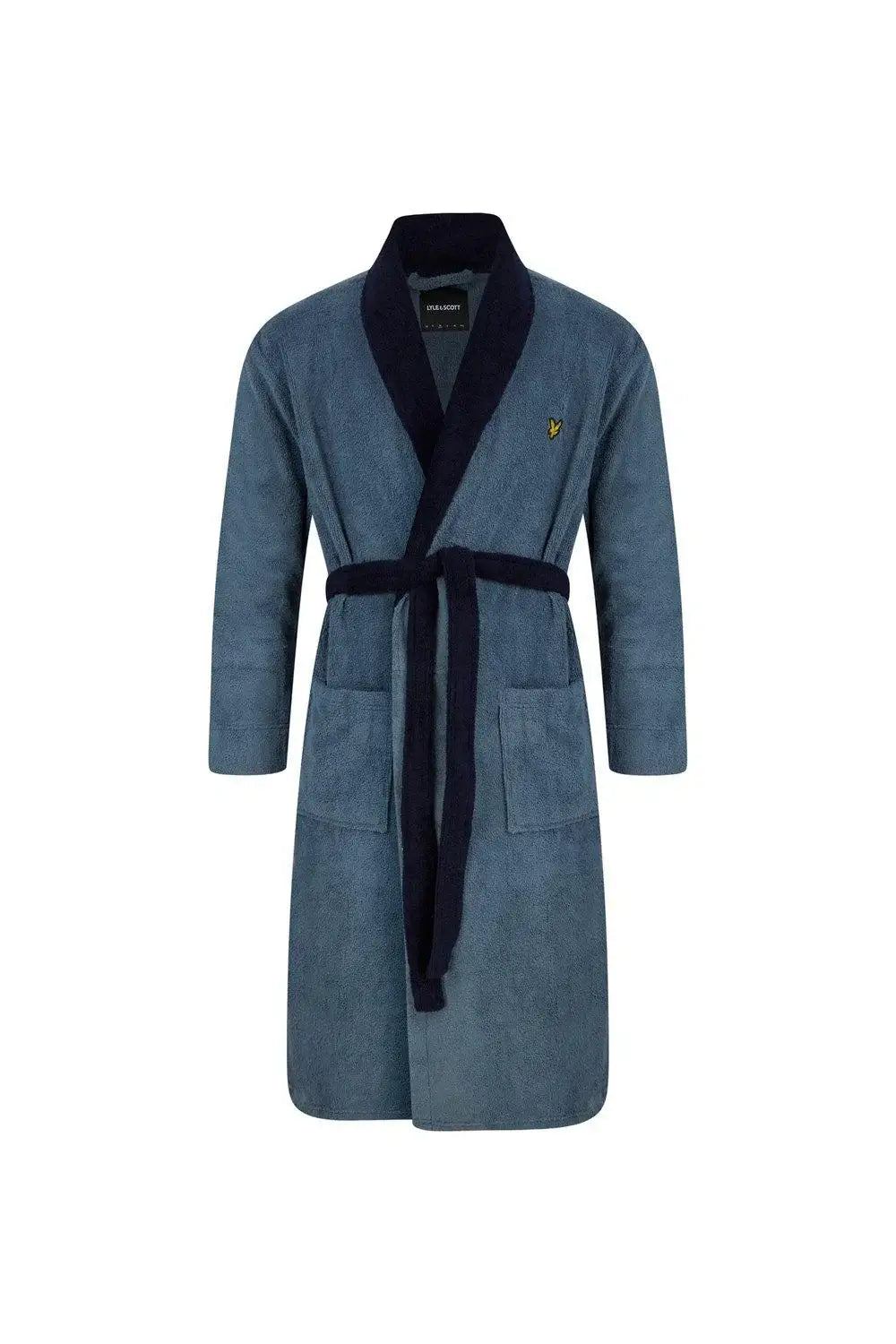 Lyle & Scott Adrian Contrast Collar And Belt Bath Robe - Blue