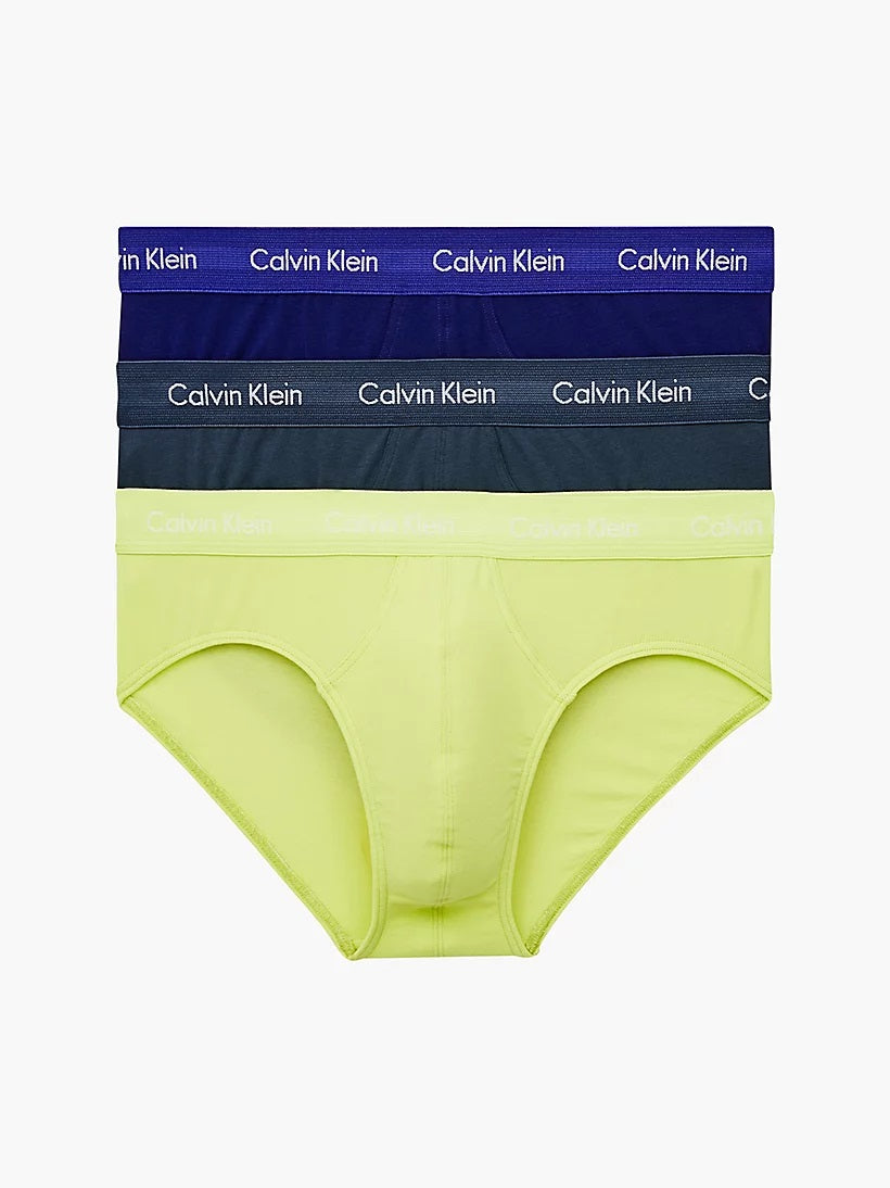 Calvin Klein 3 Pack Briefs - Cotton Stretch ( Hemisphere/ direct Green / blue Flan )