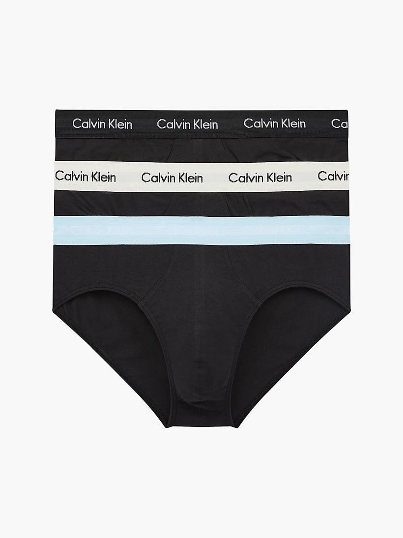 Calvin Klein 3 Pack Cotton Stretch Hip Briefs - ( B-Rain Dance
