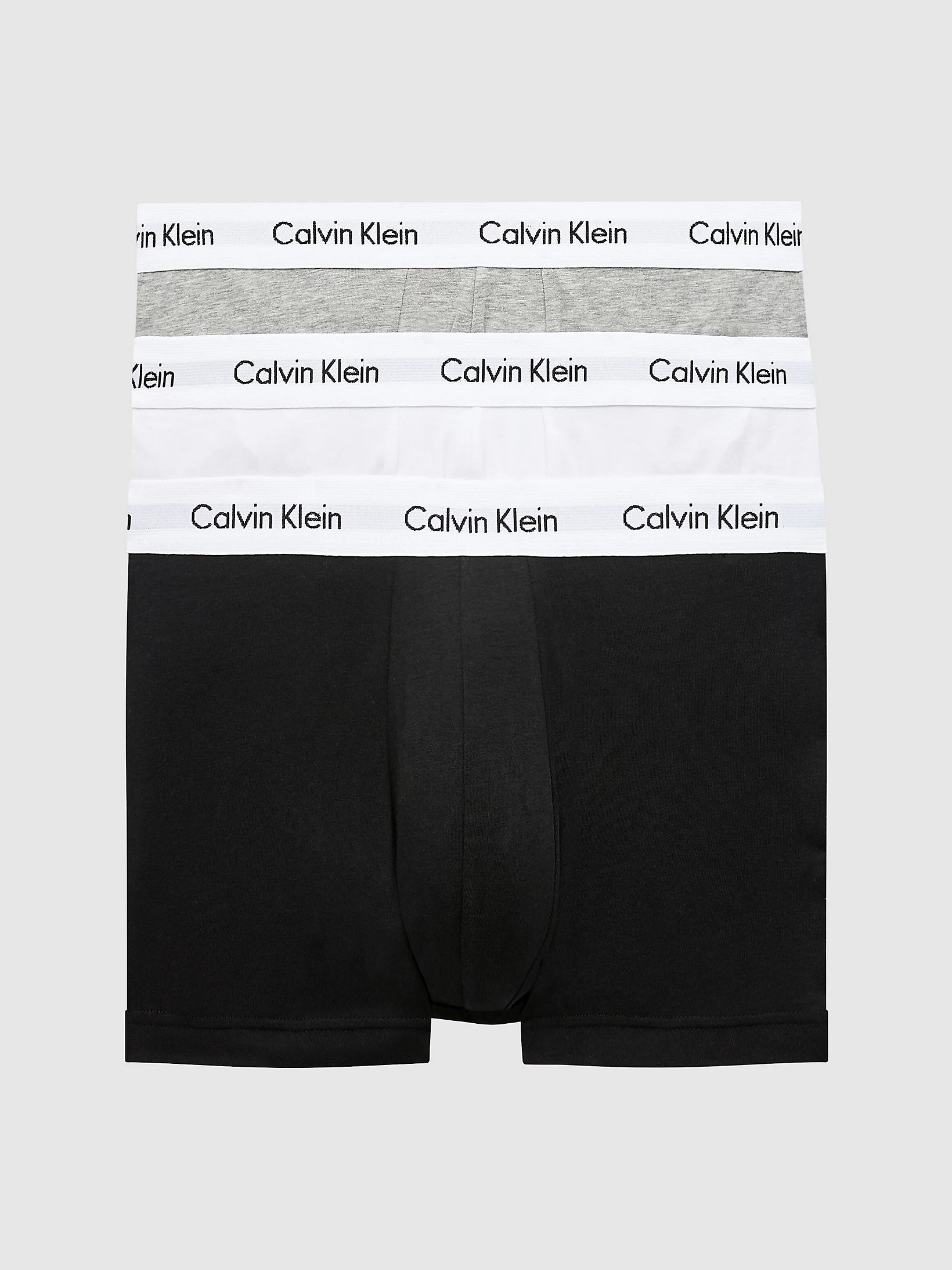 Calvin Klein 3 Pack Cotton Stretch - Normal Rise Trunks ( Black / Grey / White )