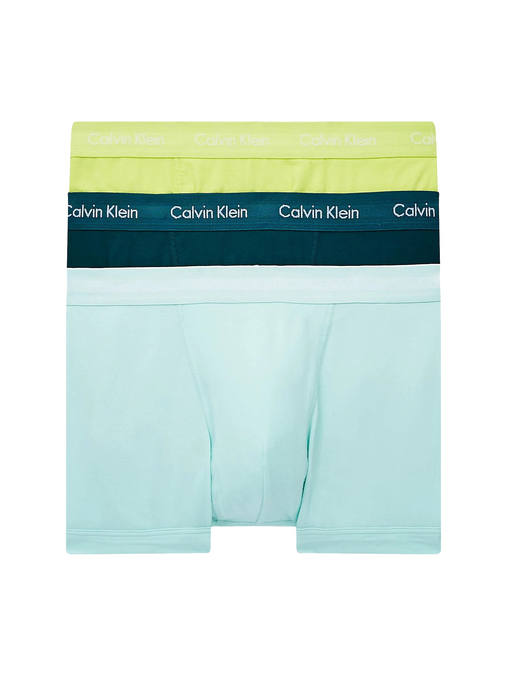 Calvin Klein Underwear - Trunks 3 Pack In Maya Blue/Direct Green/Aqua Luster