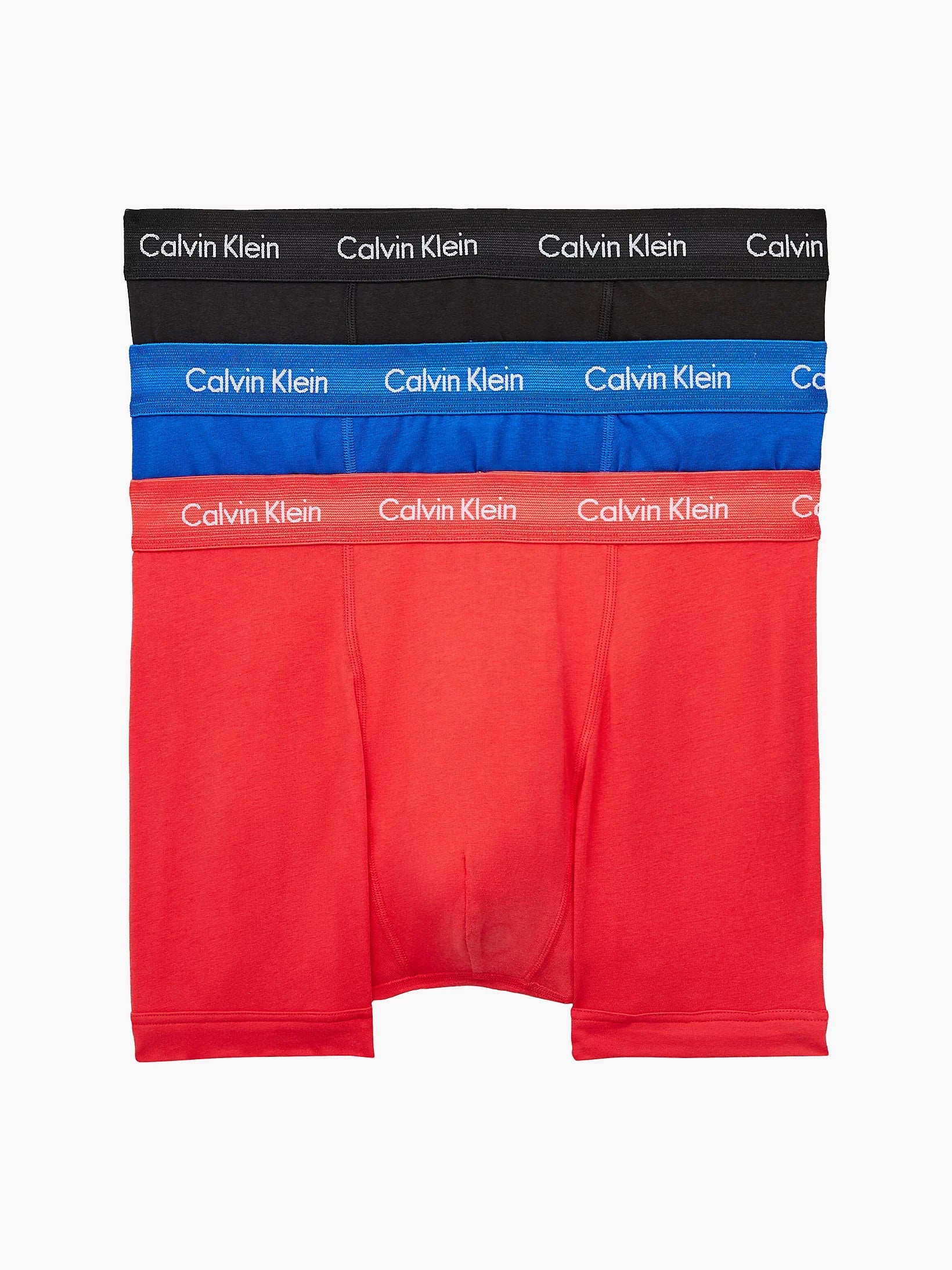 Calvin Klein 3 PACK TRUNKS - COTTON STRETCH ( KETTLE BLUE/STRAWBERRY FIELD/BLACK )