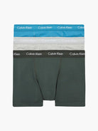 Calvin Klein - 3 Pack Cotton Stretch Trunks - Grey/Grey H/Teal