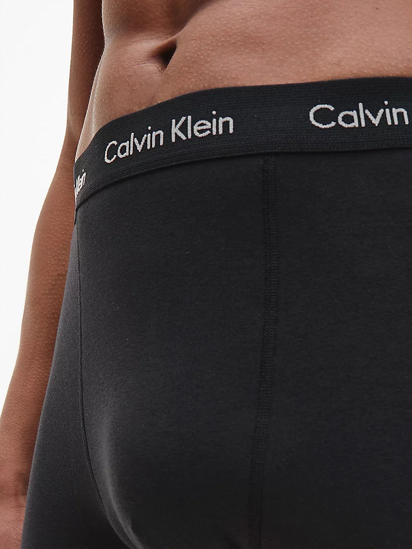 Calvin Klein 3 Pack Cotton Stretch - Normal Rise Trunks ( B- Ocean Storm/ Lime/ Signature Blue )