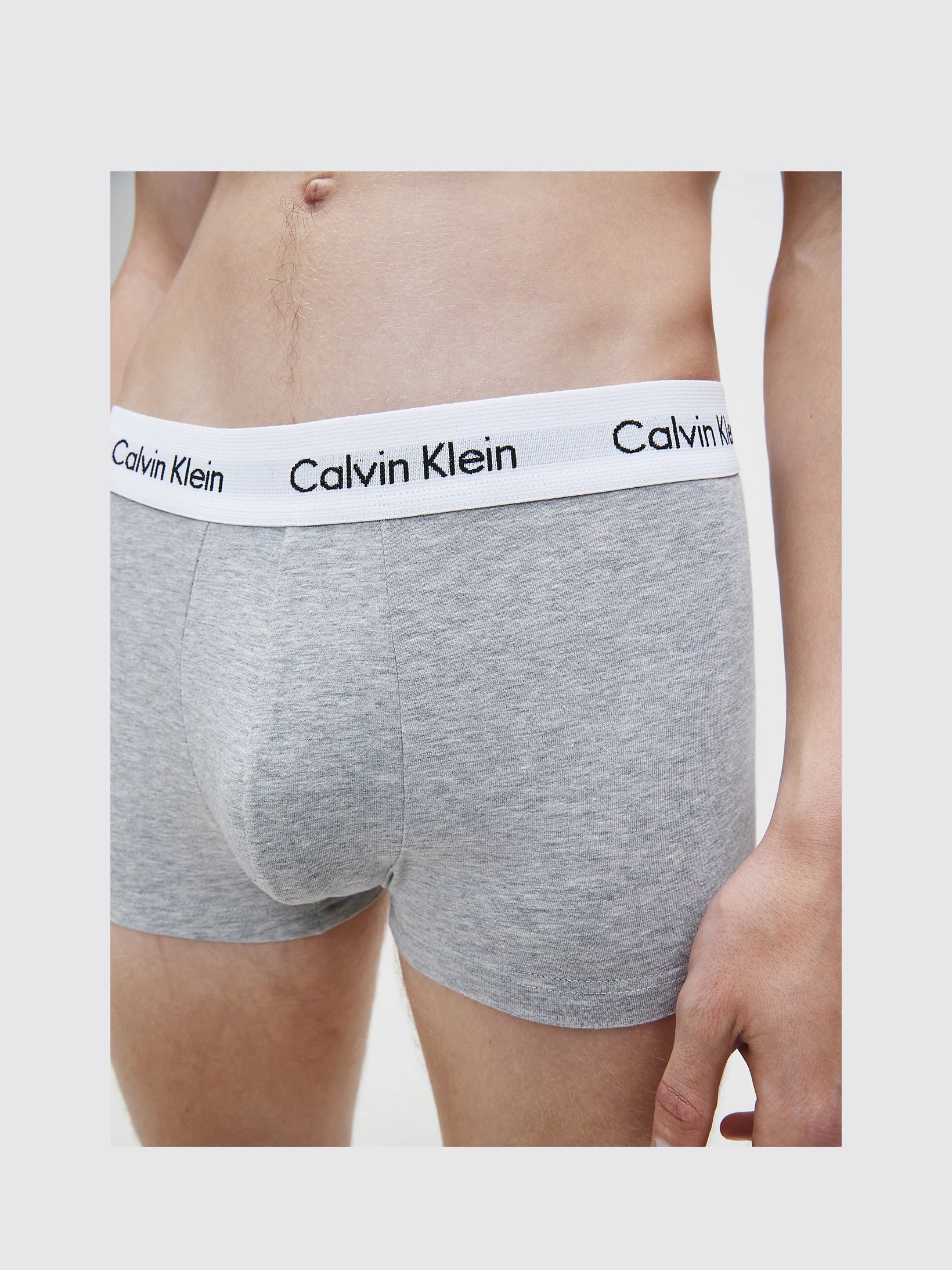 Calvin Klein 3 Pack Cotton Stretch - Normal Rise Trunks ( Black / Grey / White )