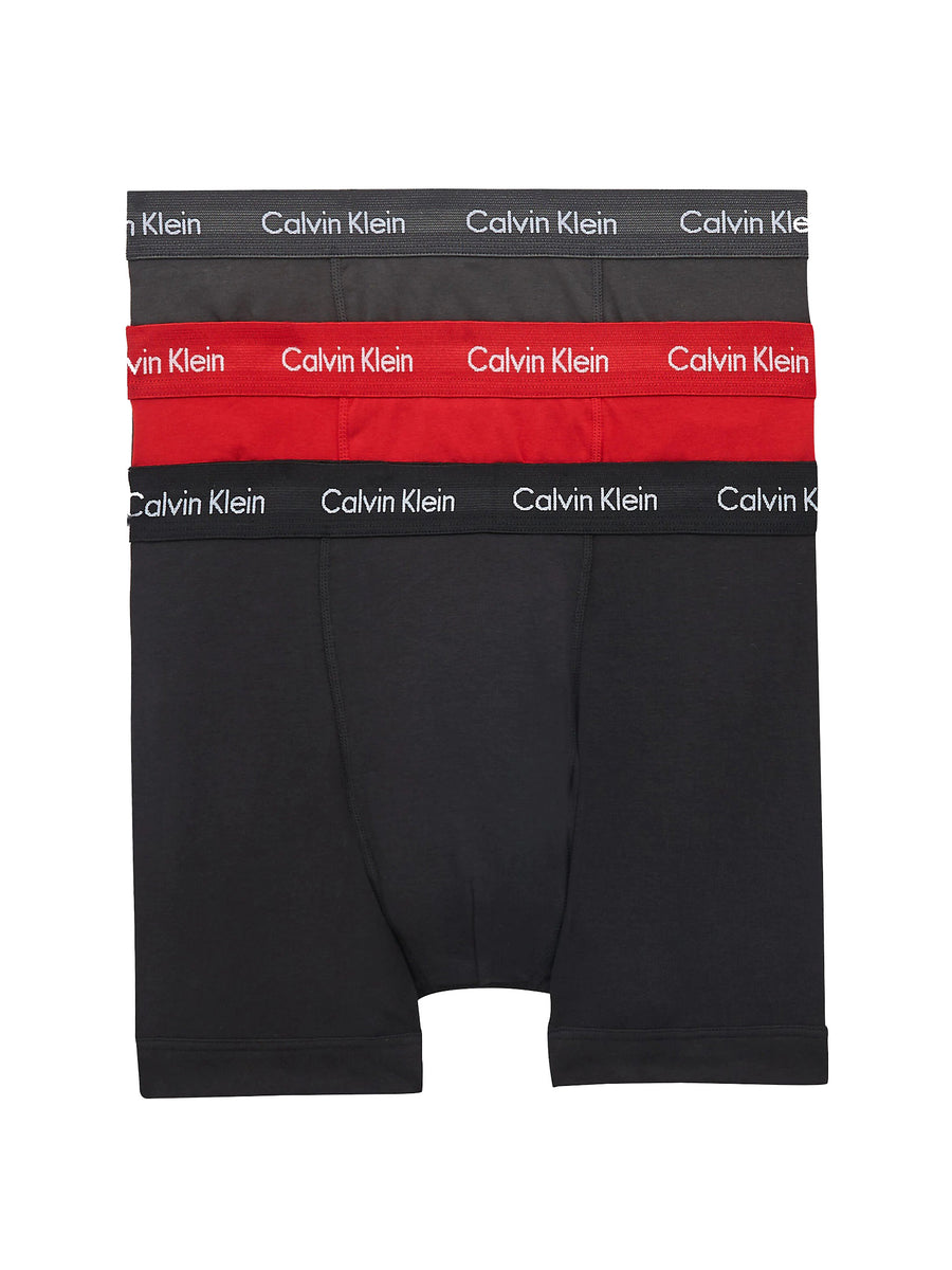 CALVIN KLEIN 3 PACK TRUNKS - COTTON STRETCH - BLACK/ VOID/ RED ALERT ...