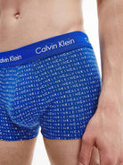 Calvin Klein 3 Pack Low rise Trunks - Cotton Stretch Cobalt / Subdued Logo/ Dusty Sailor