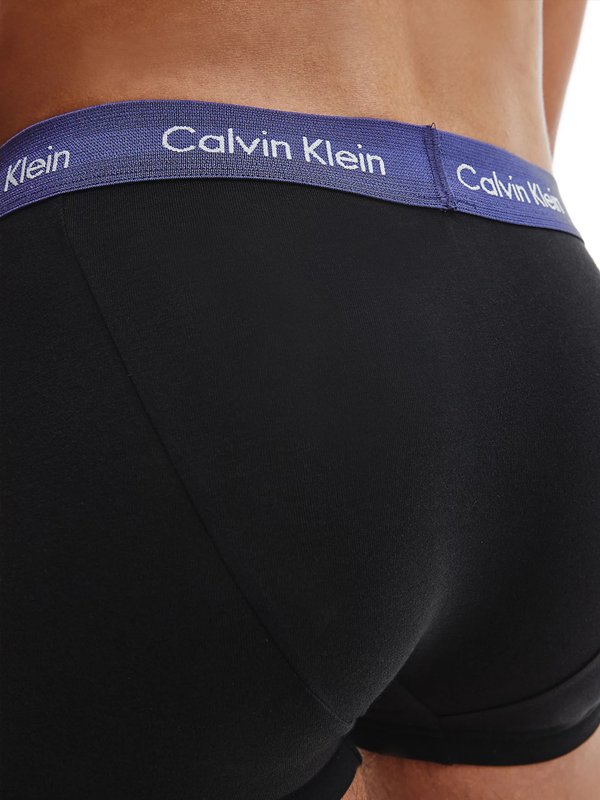 Calvin Klein 3 Pack Low Rise Trunks - Cotton Stretch - Cotton Stretch - B-Maya Blue/ Soft Grape/ Rustic Red