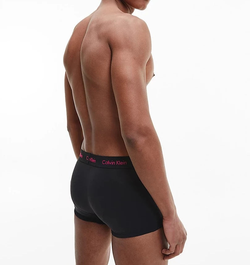 Calvin Klein 3 Pack Low rise Trunks - Cotton Stretch - ( B-Groovy Plum/bright Rose/blue Logo )