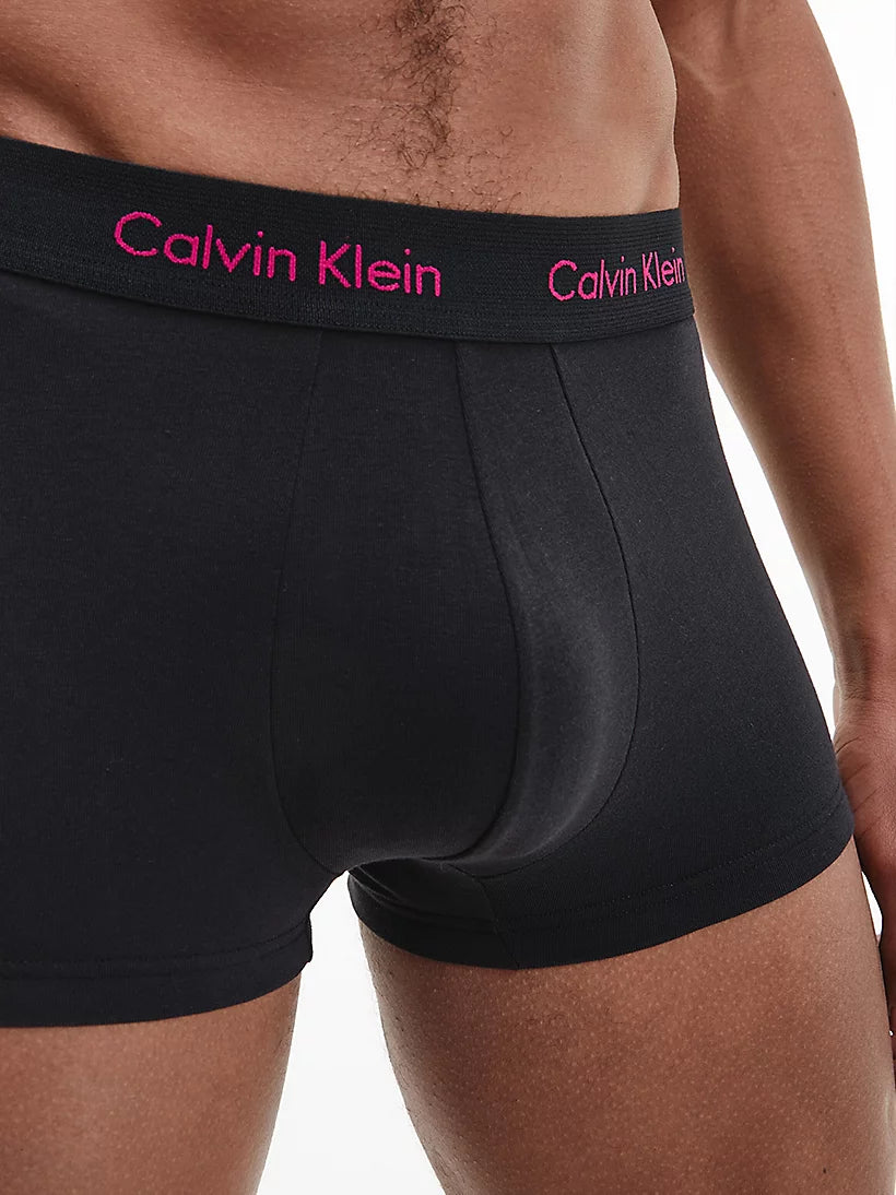 Calvin Klein 3 Pack Low rise Trunks - Cotton Stretch - ( B-Groovy Plum/bright Rose/blue Logo )